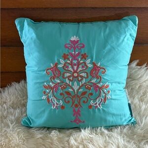 VCNY Embroidered Floral Teal Accent Pillow